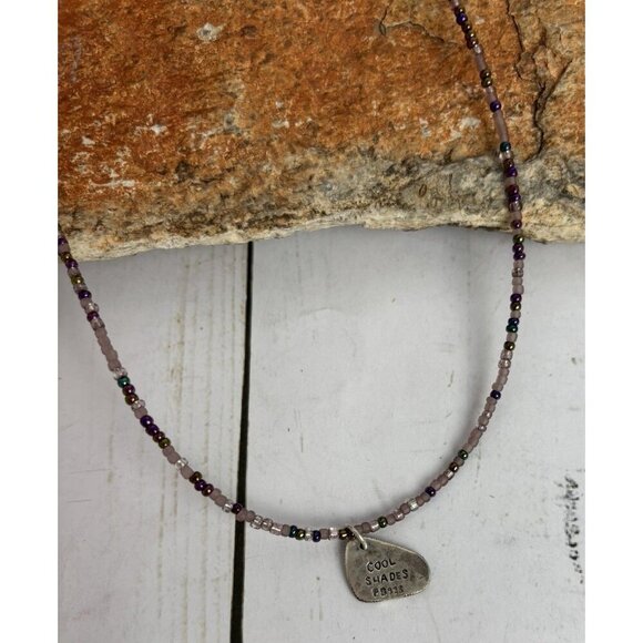 Peyote Bird Sterling Silver‎ Cool Shades Charm 16" Purple Bead Choker J039 - Picture 3 of 5
